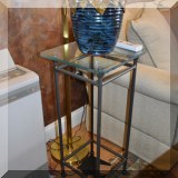 F23. Pair of Charleston Forge glass top plant stands 30”h and 36” h x 14”w x 14”d 